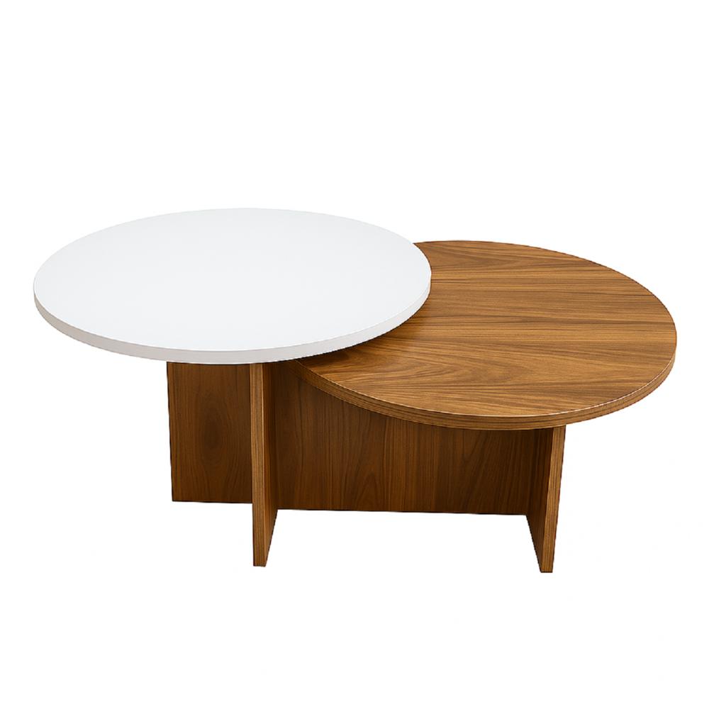 Mesa De Centro Doble Superficie Fiji 40X100x60 Cm Madera Blanco img #3