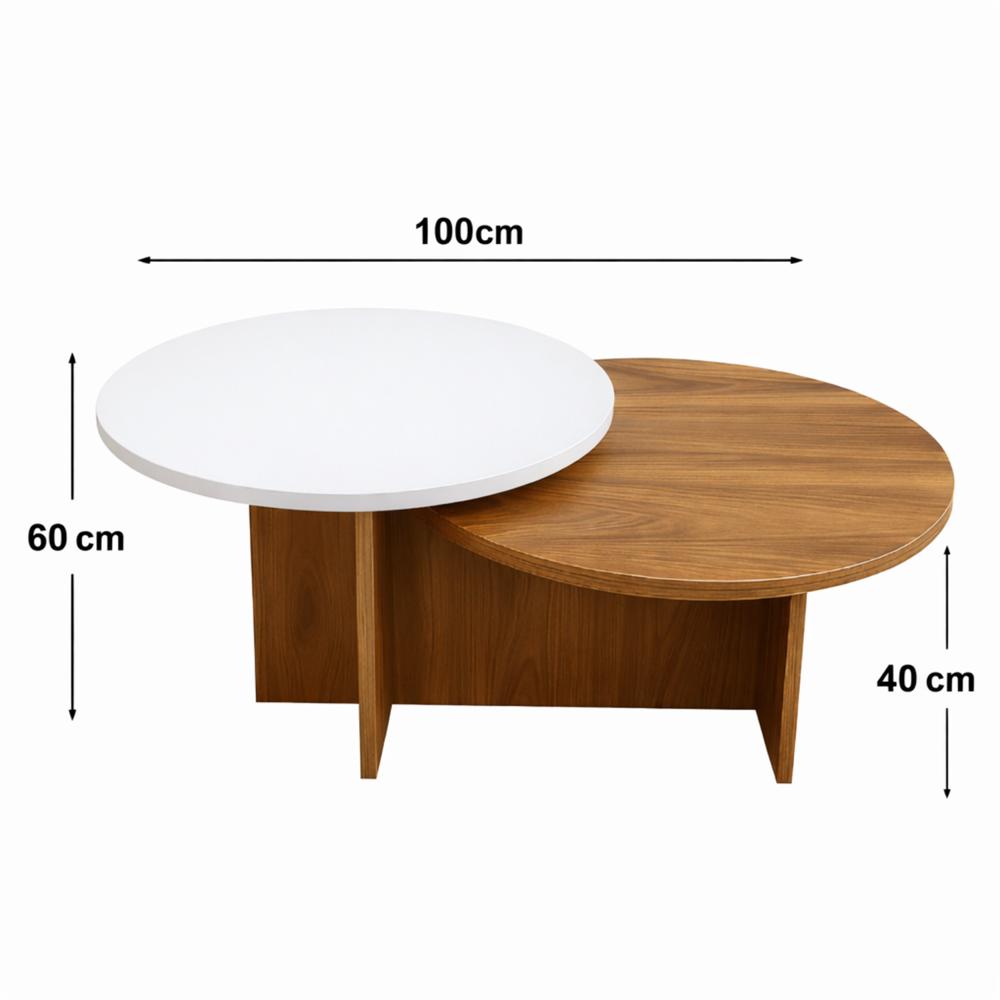 Mesa De Centro Doble Superficie Fiji 40X100x60 Cm Madera Blanco img #4