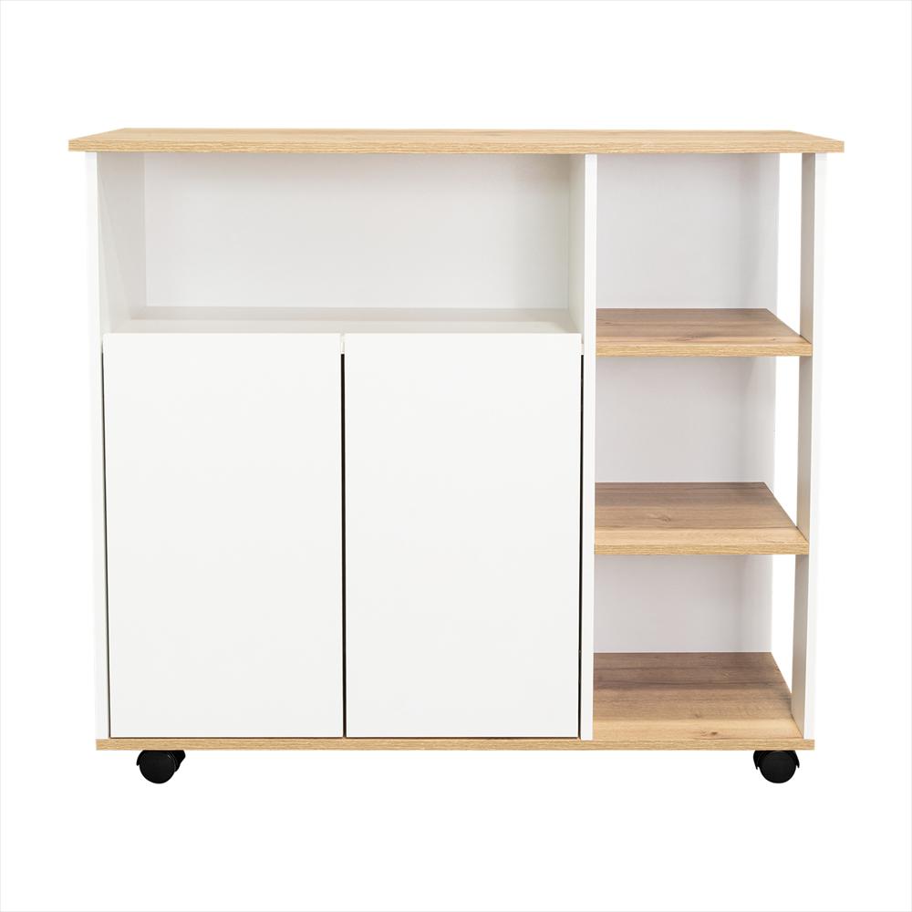 Mesón Bicolor Blanco 100X90cm Con Cuatro Entrepaños Y Cinco Compartimientos img #1
