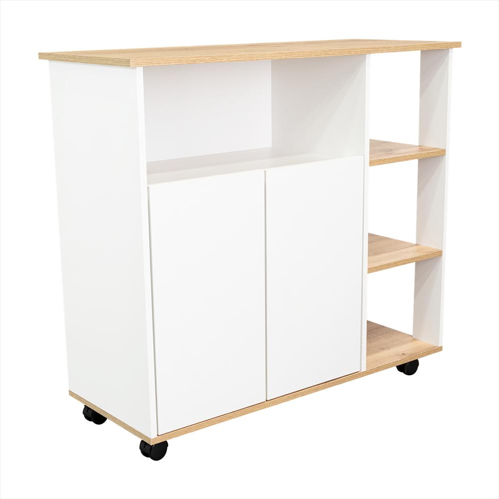 Mesón Bicolor Blanco 100X90cm Con Cuatro Entrepaños Y Cinco Compartimientos img #2
