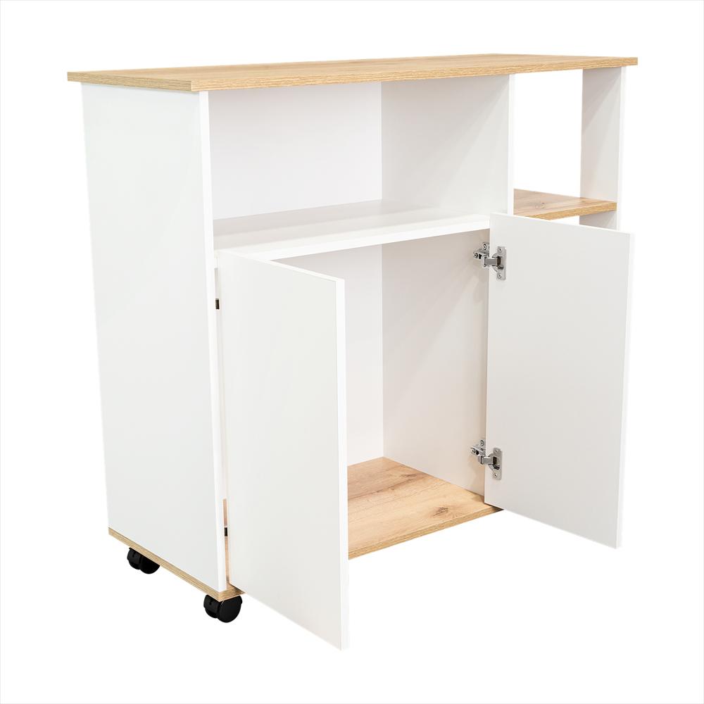 Mesón Bicolor Blanco 100X90cm Con Cuatro Entrepaños Y Cinco Compartimientos img #3