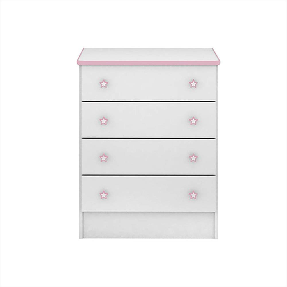 Cómoda Sarena Blanco Y Rosado 64X79cm De Cuatro Hileras Con Cuatro Cajones img #2