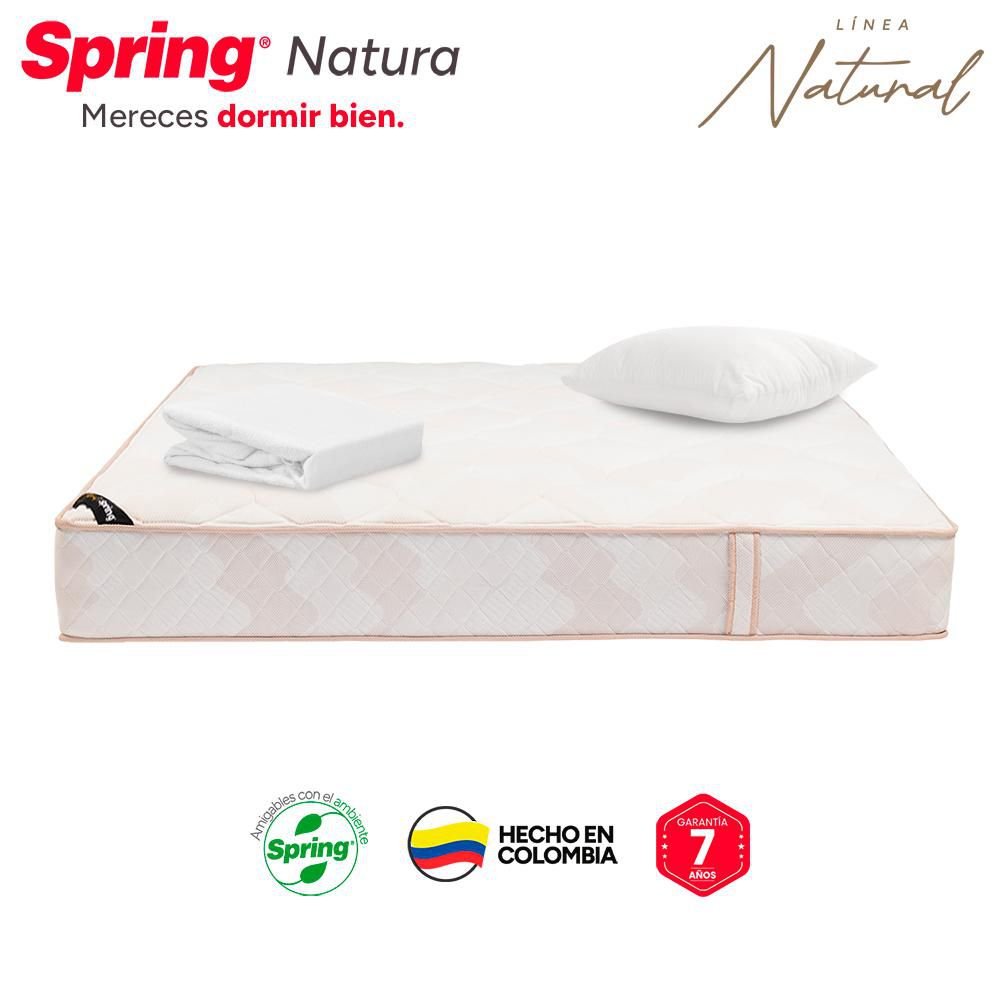 Colchón SPRING Semidoble (120 x 190 cm) COL NATURA+SET ALM SIL+PROT CLASSIC IMP  Resortado Semifirme img #6
