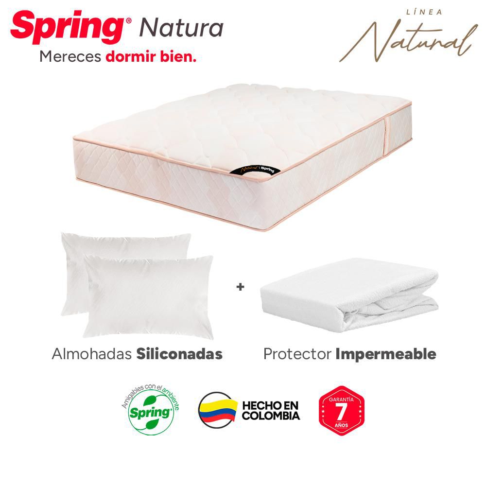 Colchón SPRING King (200 x 200 cm) COL NATURA+SET ALM SIL+PROT CLASSIC IMP Resortado Semifirme img #7