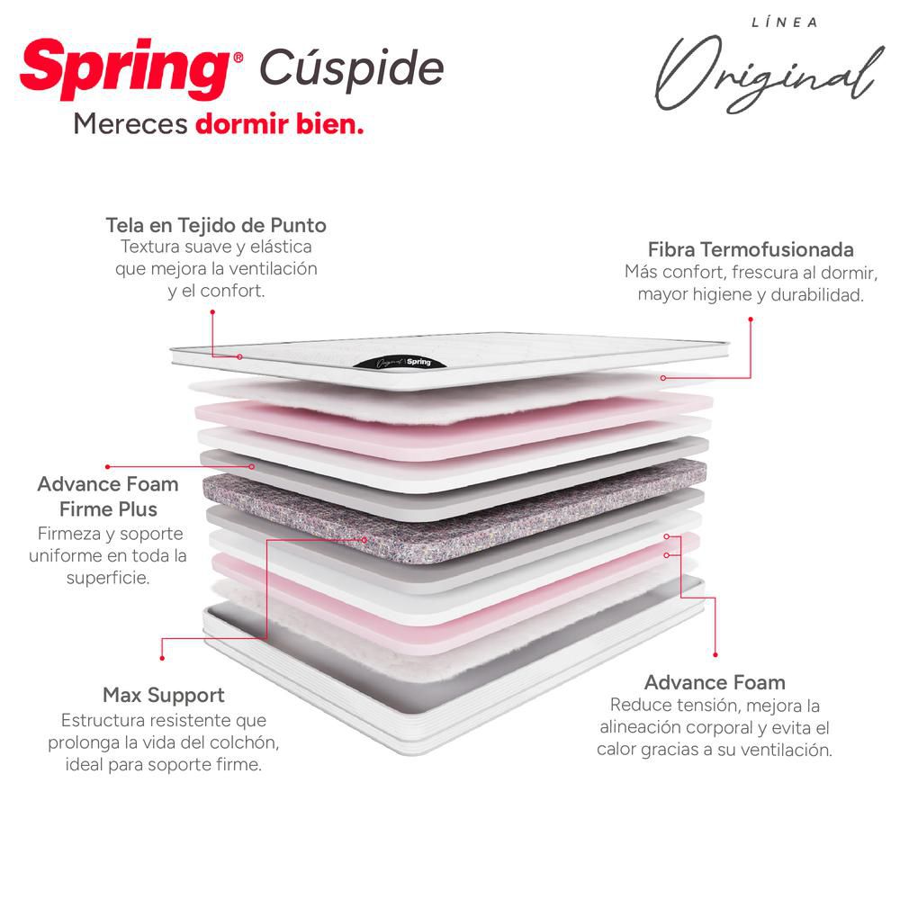 Colchón SPRING Doble (140 x 190 cm) CUSPIDE 140 + PROT Espumado Firme img #4