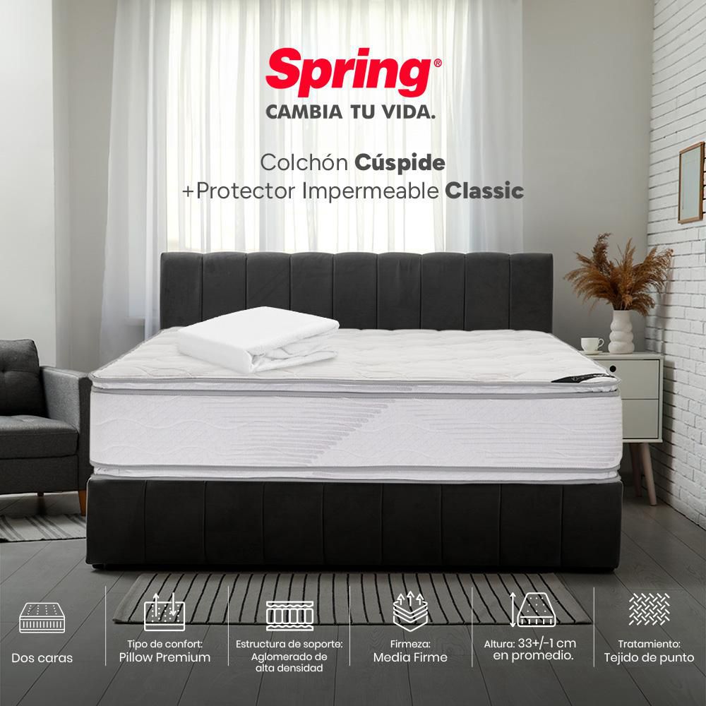 Colchón SPRING Queen (160 x 190 cm) CUSPIDE 160 + PROT Espumado Firme img #1
