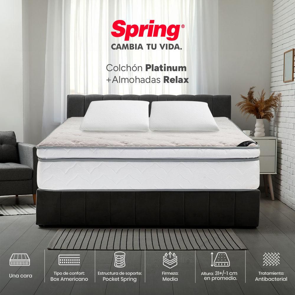 Colchón SPRING Doble (140 x 190 cm) PLATINO 140 + ALM REL Resortado Semifirme img #1