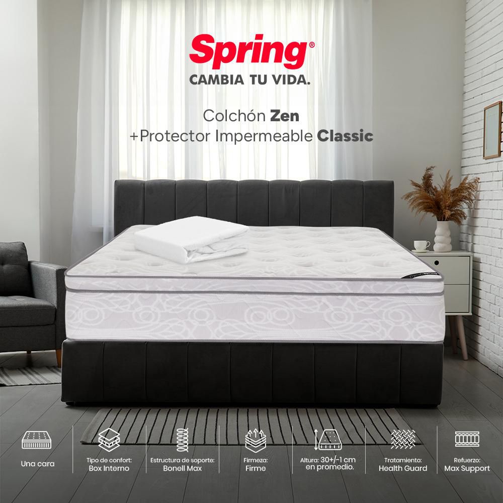 Colchón SPRING King (200 x 200 cm) ZEN 200 + PROT Resortado Semifirme img #1