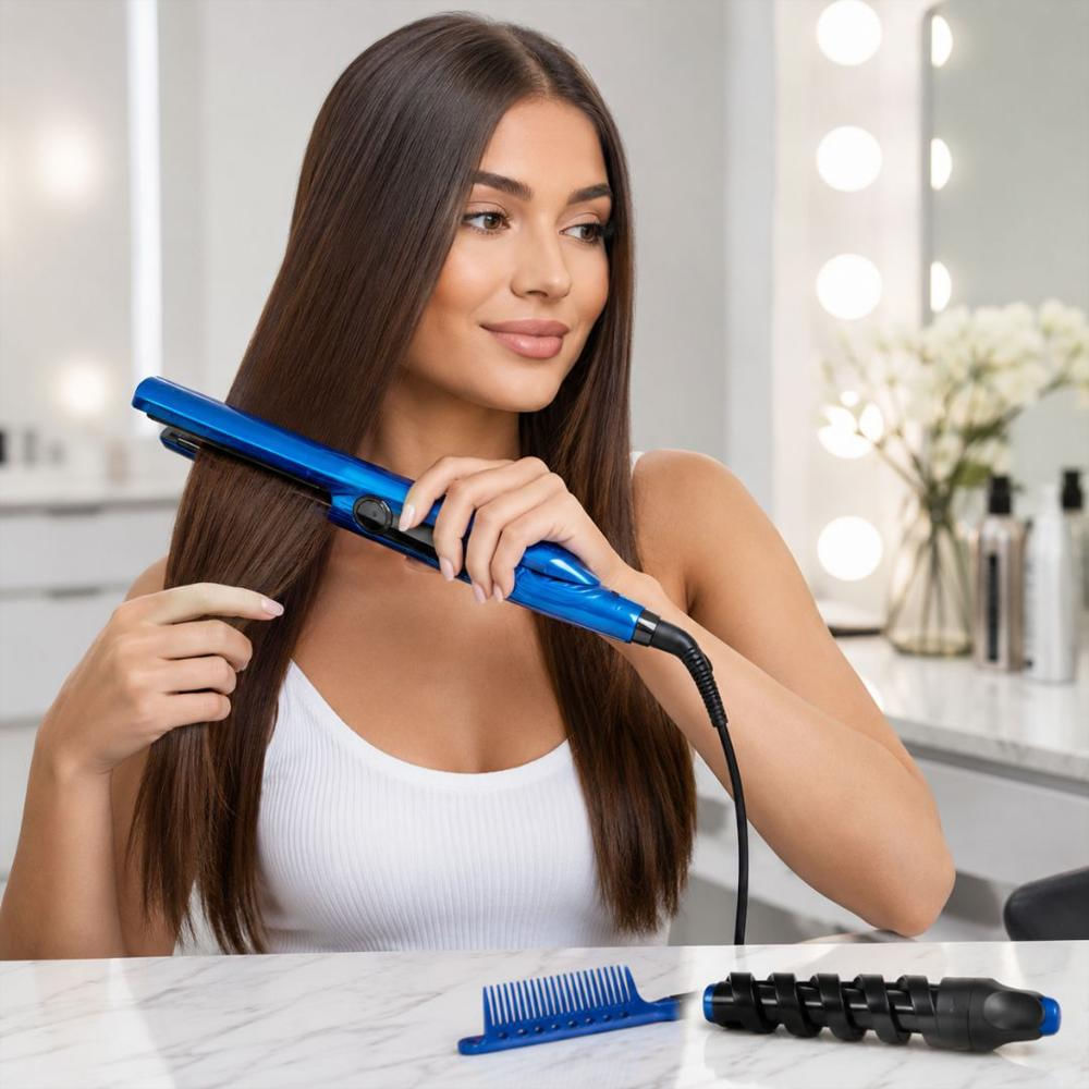 Combo Plancha Genérico Para Cabello + Encrespador img #3