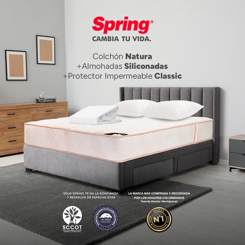 Colchón SPRING Queen (160 x 190 cm) COL NATURA+SET ALM SIL+PROT CLASSIC IMP  Resortado Semifirme img #2