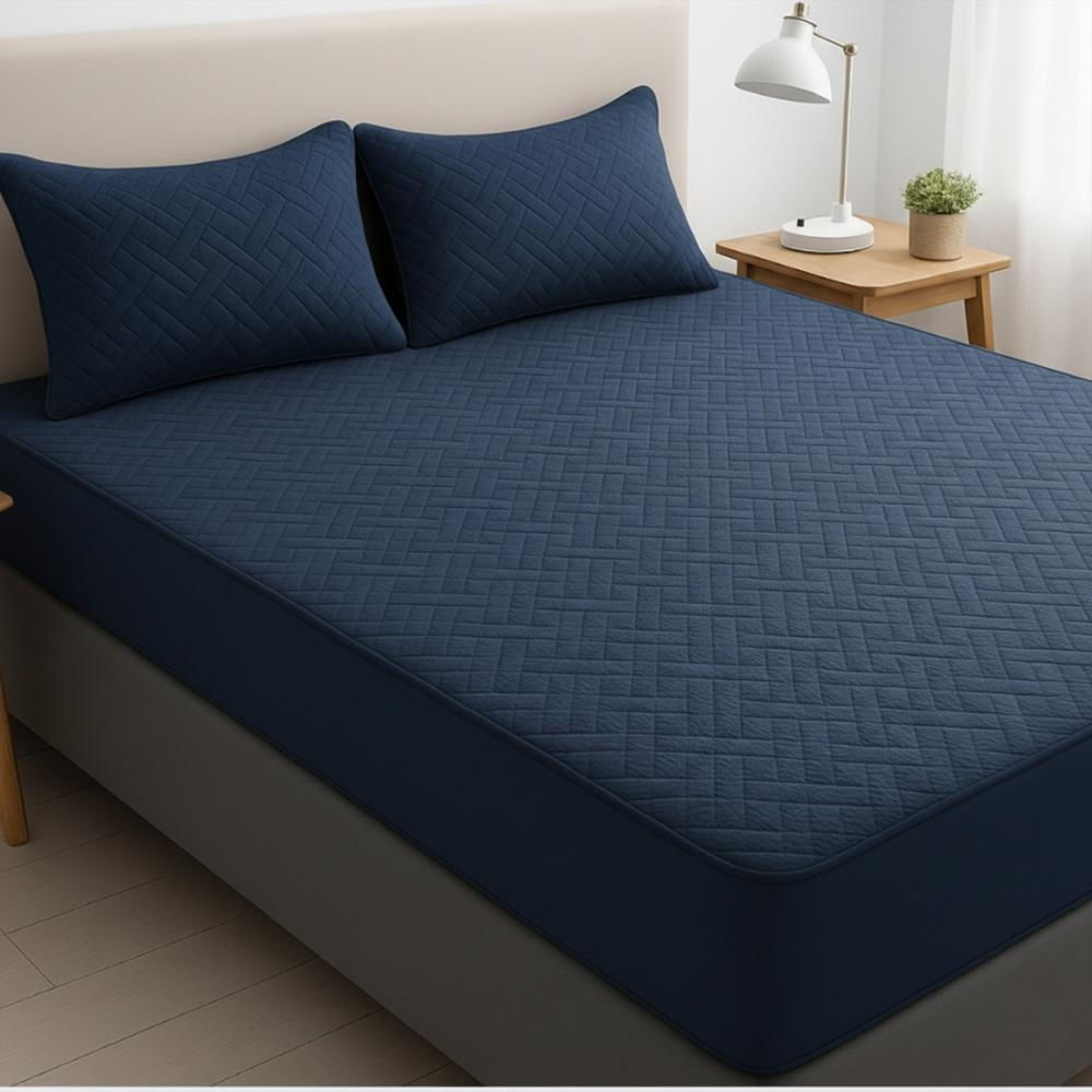 Protector De Colchón Impermeable Premium: Protección Total, Suavidad Y Frescura Azul Oscuro Doble img #2