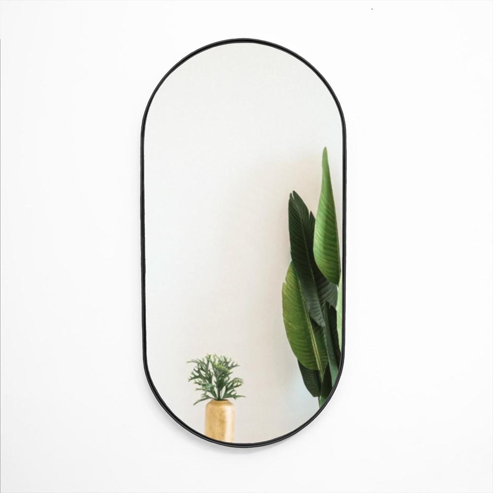 Espejo De Pared Negro 60X120cm Ovalado Con Marco Metalico img #1