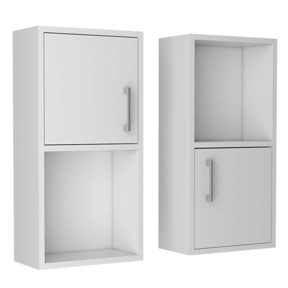 Set X 2 Gabinetes De Baño Rectangular Bath Blanco 30X30cm Sin Espejo Y Con Dos Puertas img #3