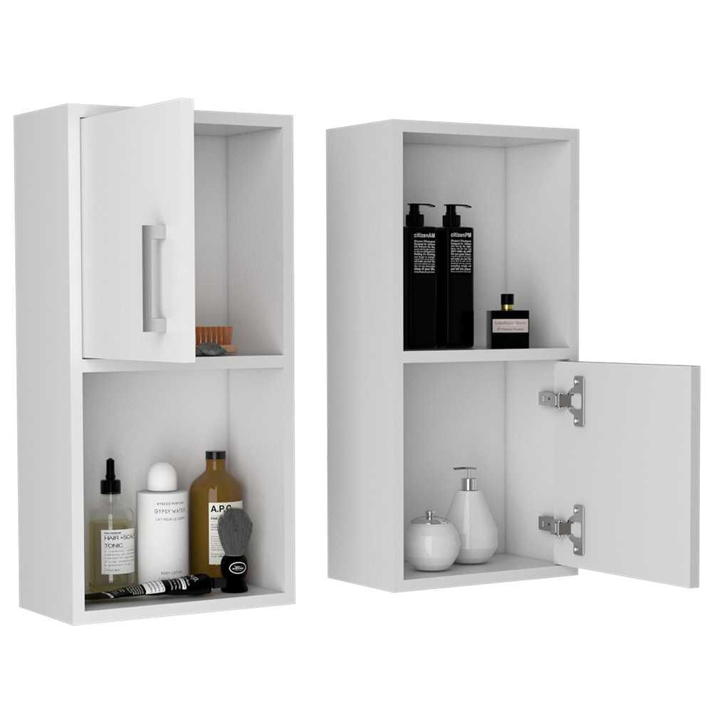 Set X 2 Gabinetes De Baño Rectangular Bath Blanco 30X30cm Sin Espejo Y Con Dos Puertas img #4
