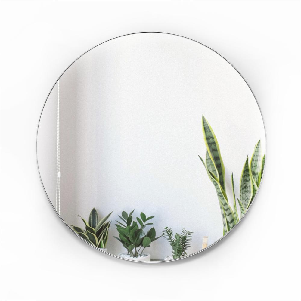 Espejo De Pared Plata 80X80cm Redondo Con Marco Metalico img #1