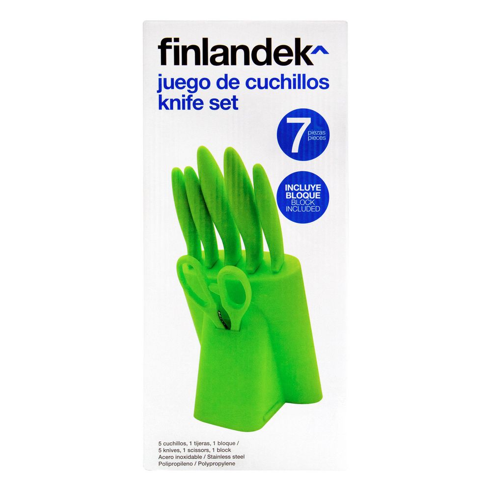 Set De 7 Pzas Verde 5Cuchillos FINLANDEK PB006 img #1