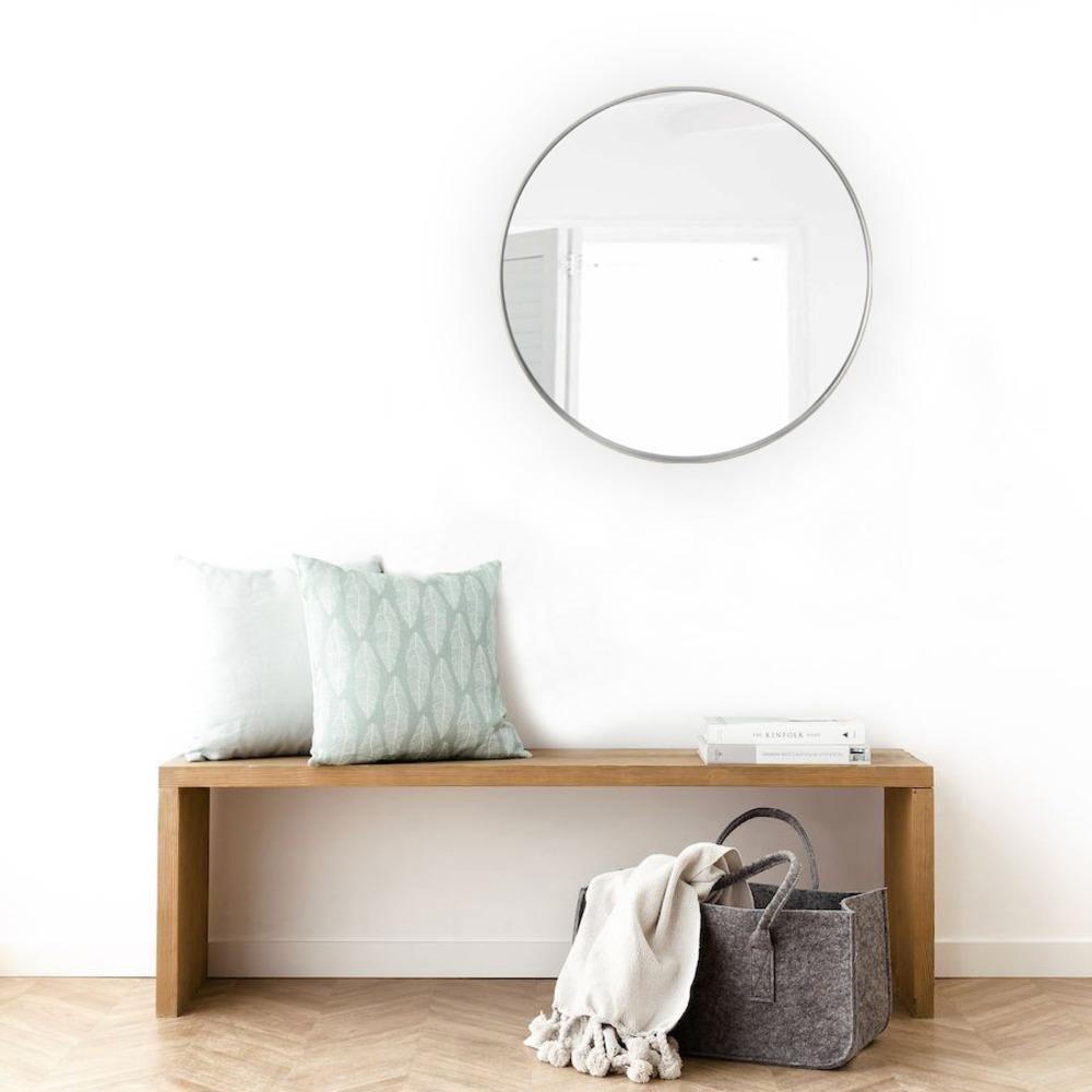 Espejo De Pared Plata 60X60cm Redondo Con Marco Metalico img #3