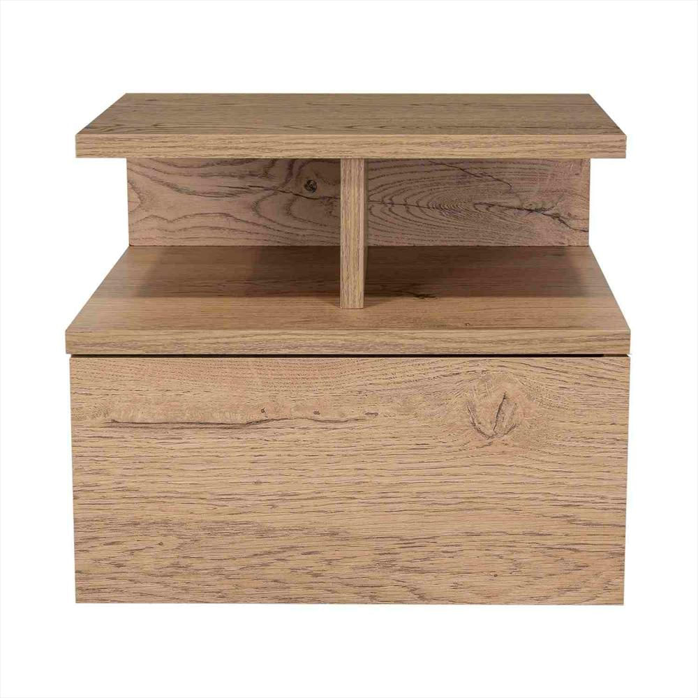 Mesa De Noche Flotante Macadamia 36X30cm Con Un Cajón Y Con Dos Compartimientos img #1