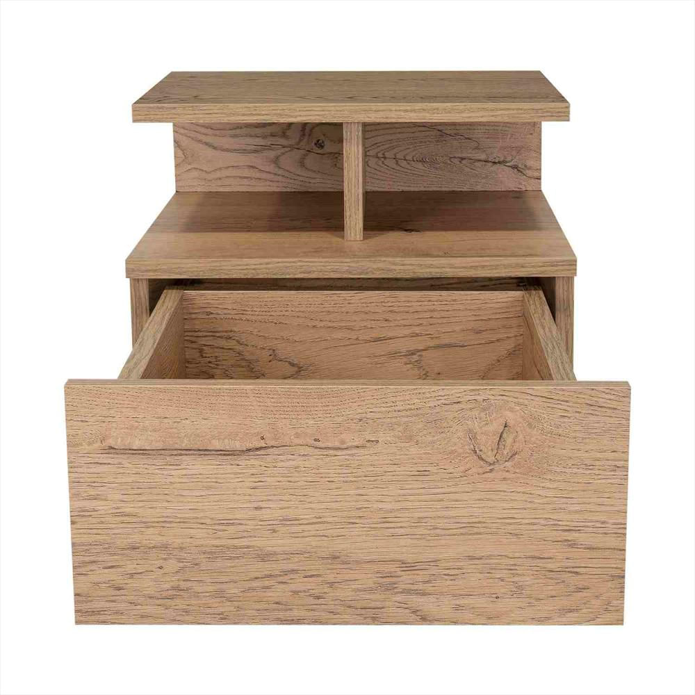Mesa De Noche Flotante Macadamia 36X30cm Con Un Cajón Y Con Dos Compartimientos img #2