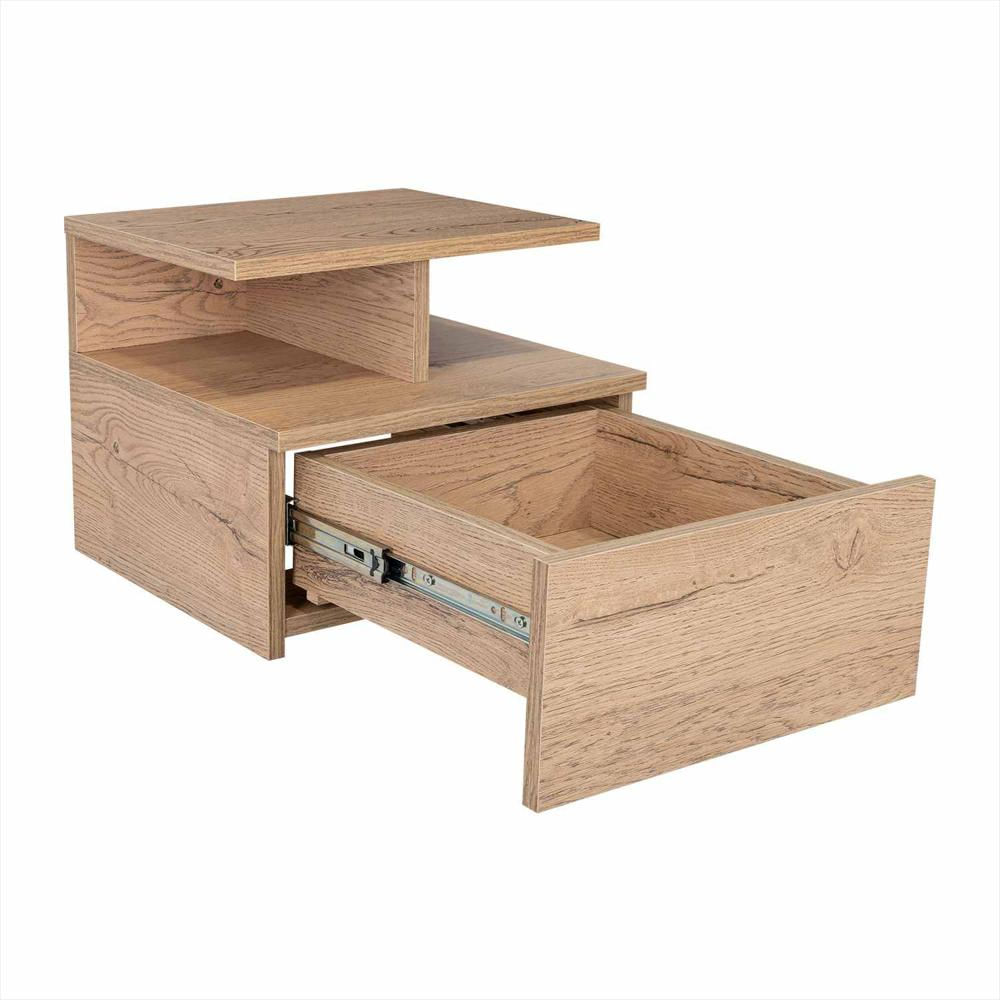 Mesa De Noche Flotante Macadamia 36X30cm Con Un Cajón Y Con Dos Compartimientos img #4