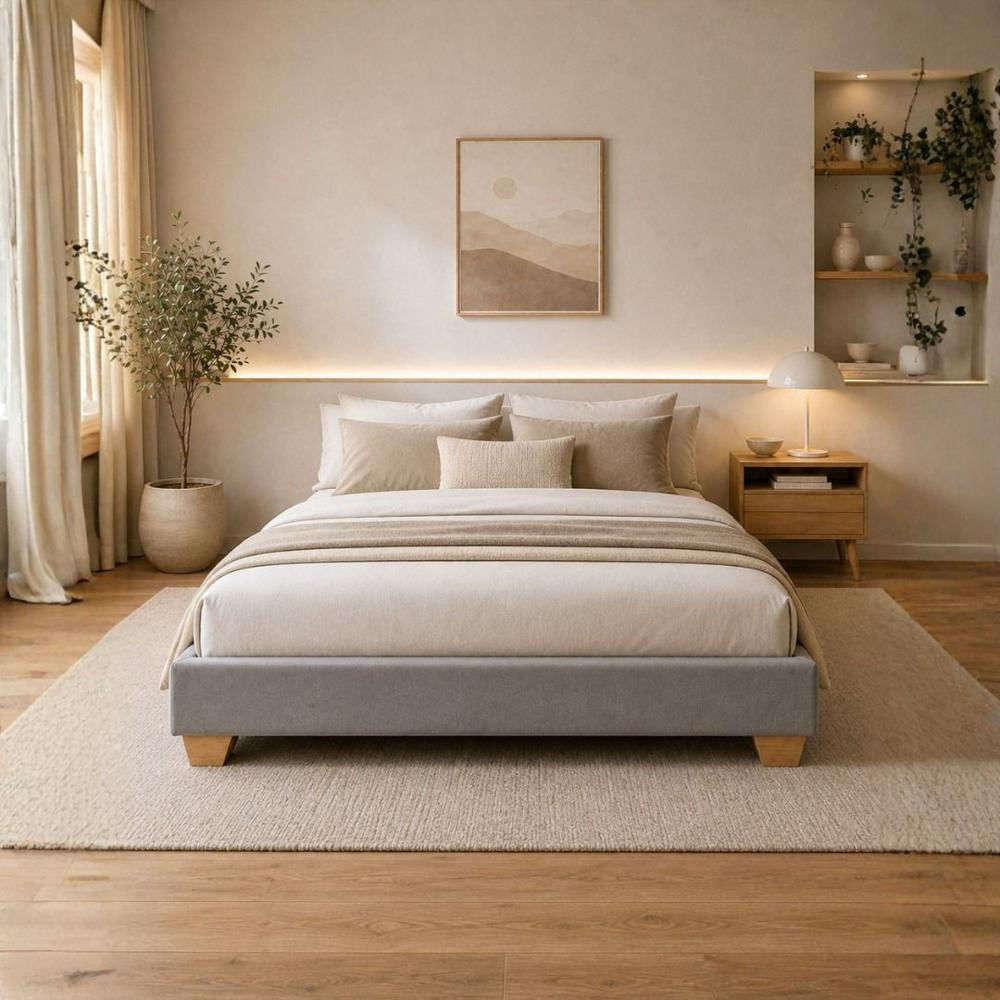 Base Cama 140X190 Gris Pata Madera img #2