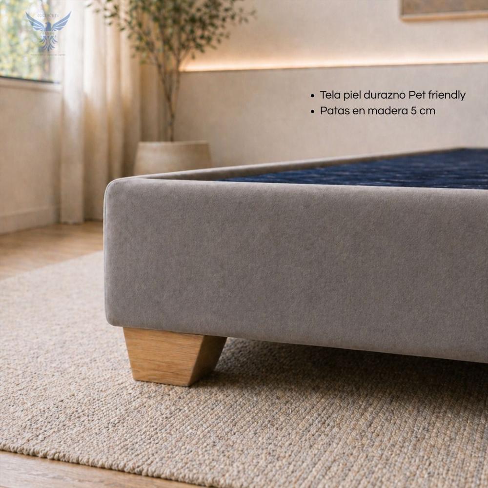 Base Cama 140X190 Gris Pata Madera img #3