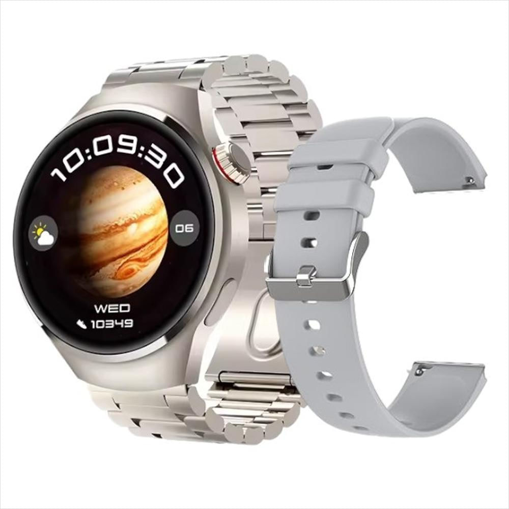 Smartwatch K700 Redondo Bluetooth Llamadas Deporte Doble Manilla Hd Plateado img #1