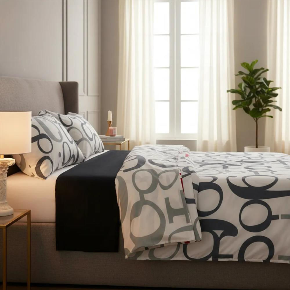 Juego De Sábanas 300 Hilos 100 Algodón Milano Grafito Cama Sencilla Mindy img #1