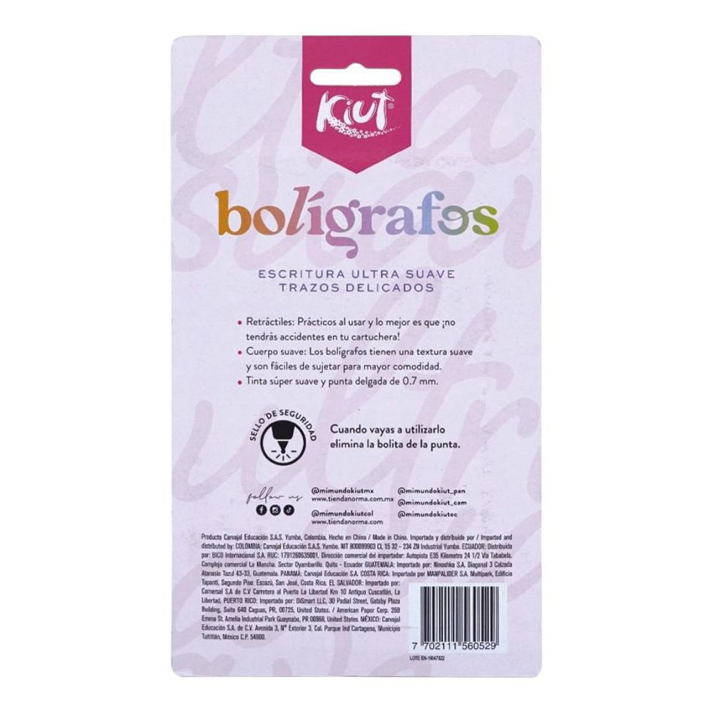 Boligrafos Kiut 4 Colores KIUT img #2