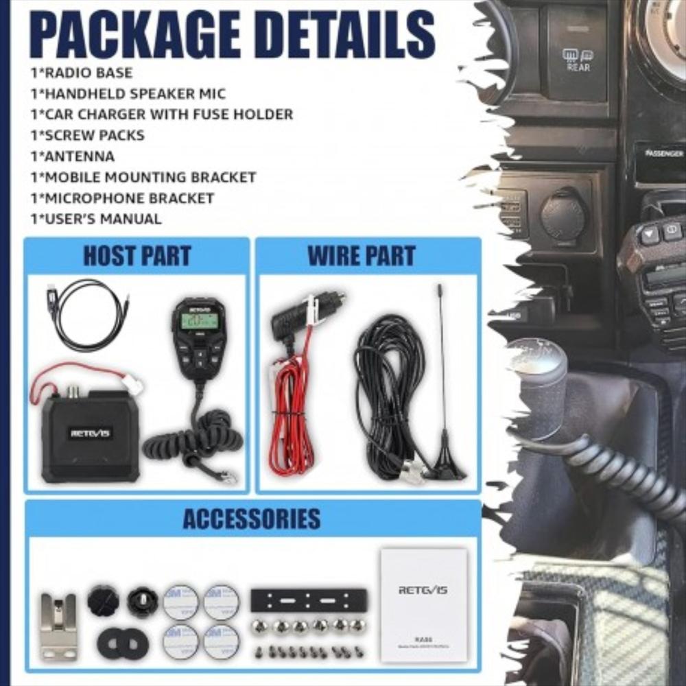 Radio Movil Gmrs Retevis Ra86 20W 30 Canales img #3
