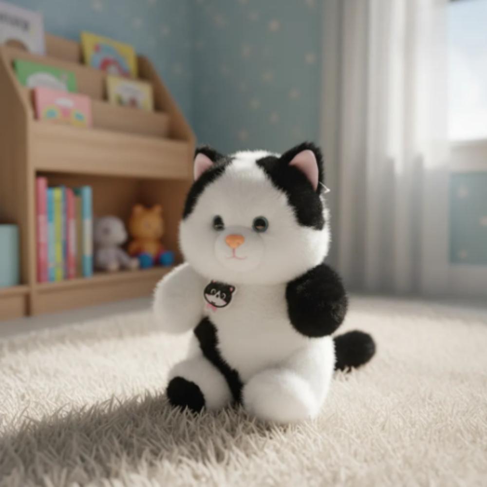 Peluche De Gato Adorable Blanco/Negro img #2