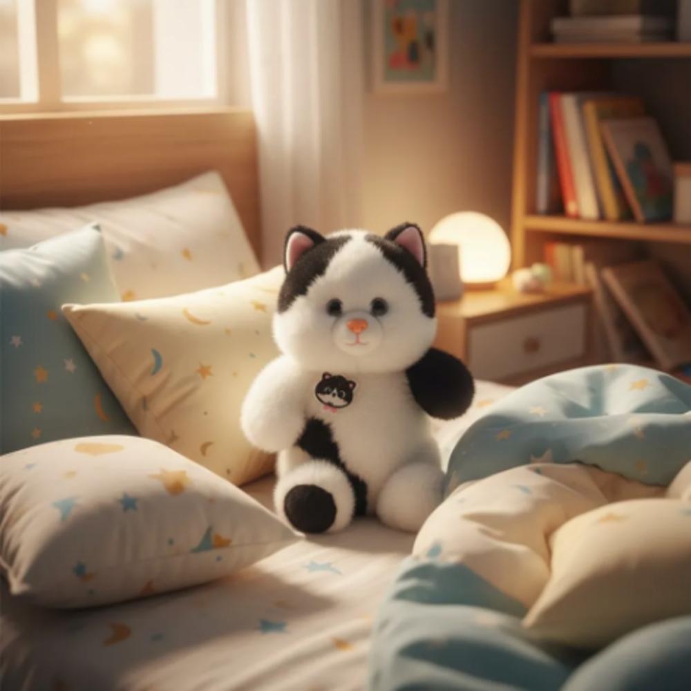 Peluche De Gato Adorable Blanco/Negro img #5