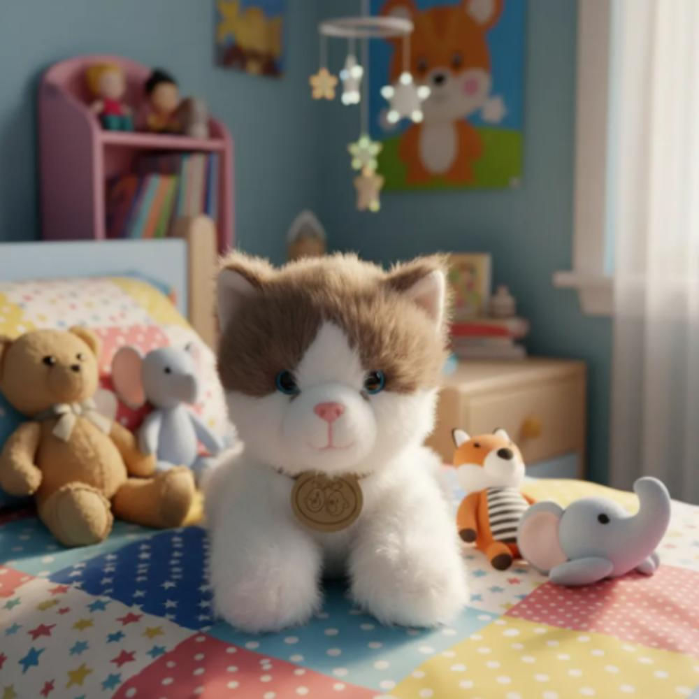 Peluche De Gato Adorable Blanco/Cafe img #3