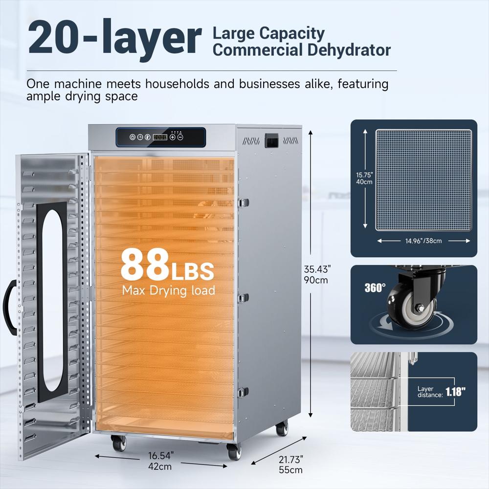 Deshidratador Comercial Joreek Wifi 1800W De 20 Bandejas img #2