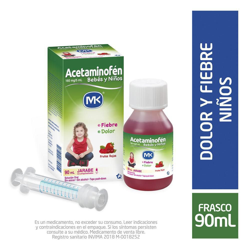Jarabe ACETAMINOFEN MK dolor y fiebre bebés y niños (90  ml) img #1