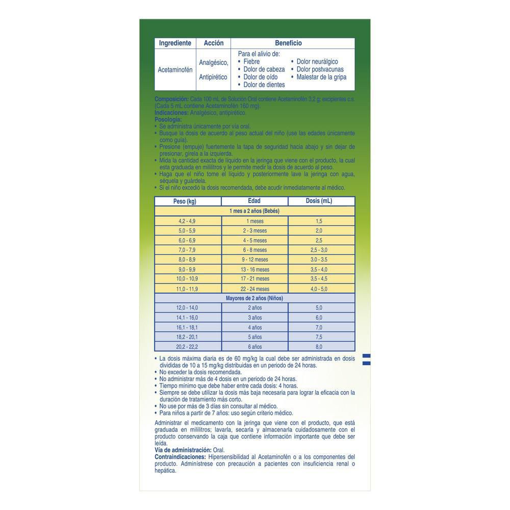 Jarabe ACETAMINOFEN MK dolor y fiebre bebés y niños (90  ml) img #3