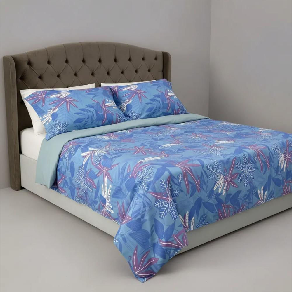 Juego De Sábanas 300 Hilos 100% Algodón Riviera Azul Cama Sencilla Mindy img #2