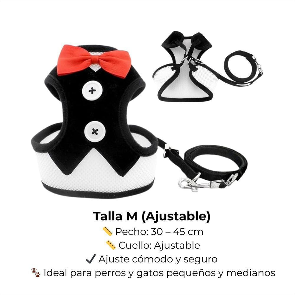 Arnés Ajustable Para Perro Y Gato Con Correa Negra Talla M img #2