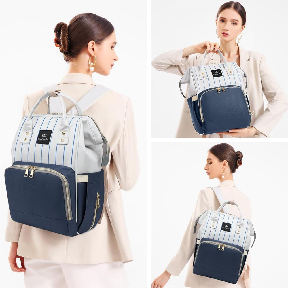 Pañalera Tipo Maleta Hdj Grande Con Bolsillo Aislado Azul Navy img #2