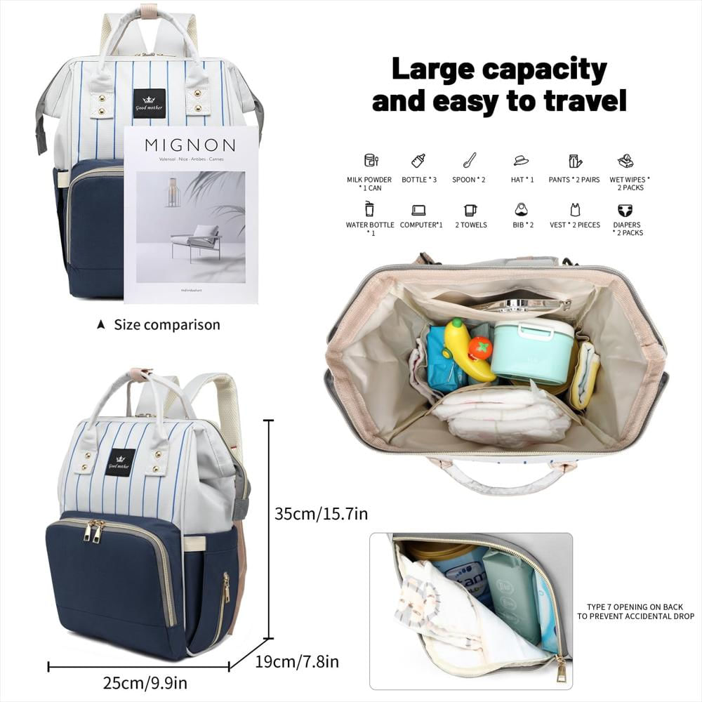 Pañalera Tipo Maleta Hdj Grande Con Bolsillo Aislado Azul Navy img #3