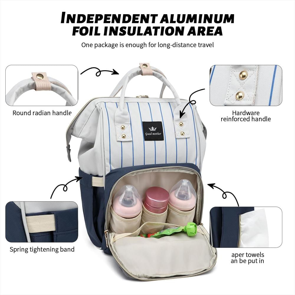 Pañalera Tipo Maleta Hdj Grande Con Bolsillo Aislado Azul Navy img #4