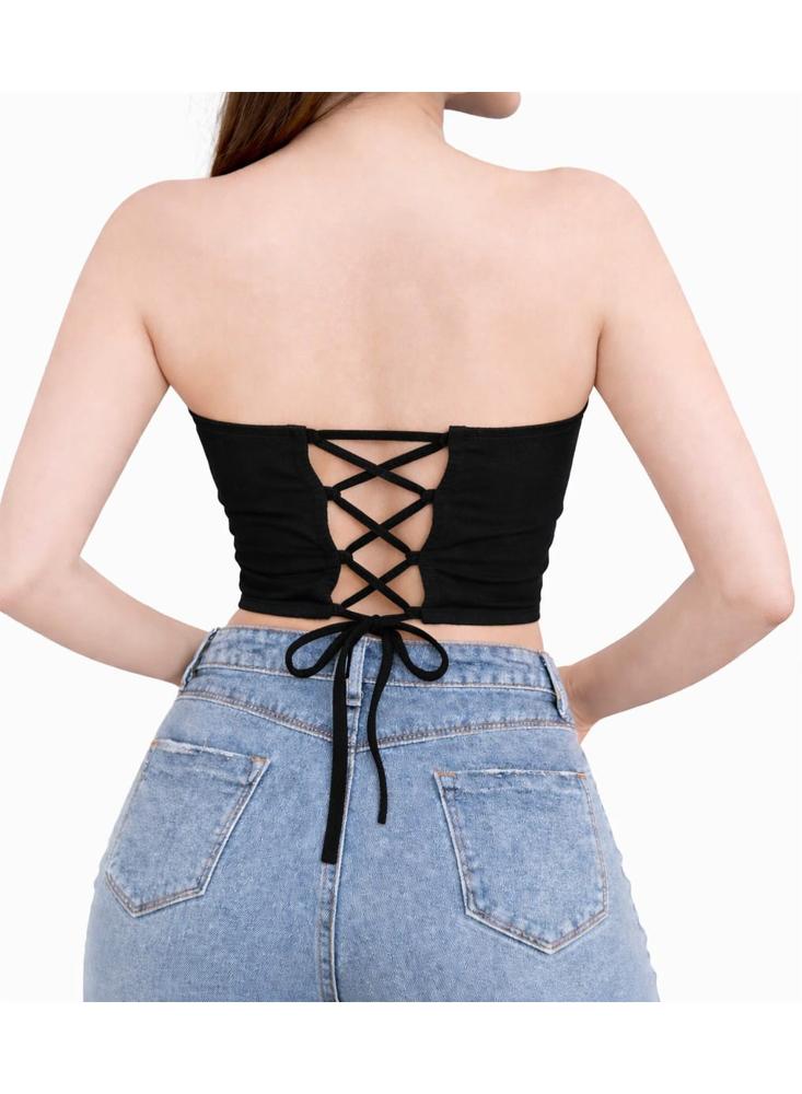 Corset Laufrak Strapless En Punta En Vinilo Copa Prehormada Varillas img #3