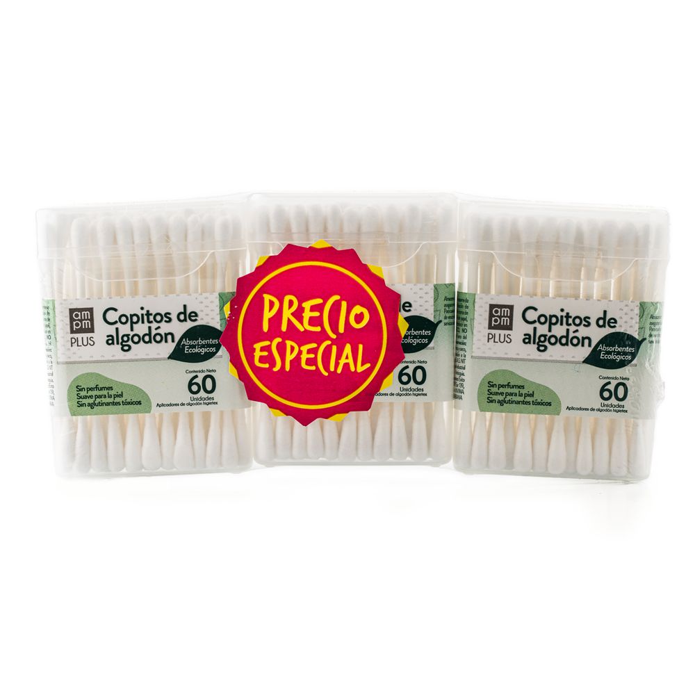 Copitos AMPM PLUS de algodón ecológicos (180  und) img #1
