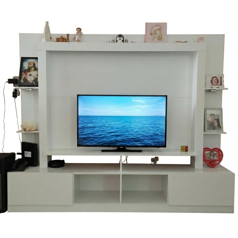 Centro De Entretenimiento Moderno Tv 65 Pulgadas Panel Rack Blanco img #1