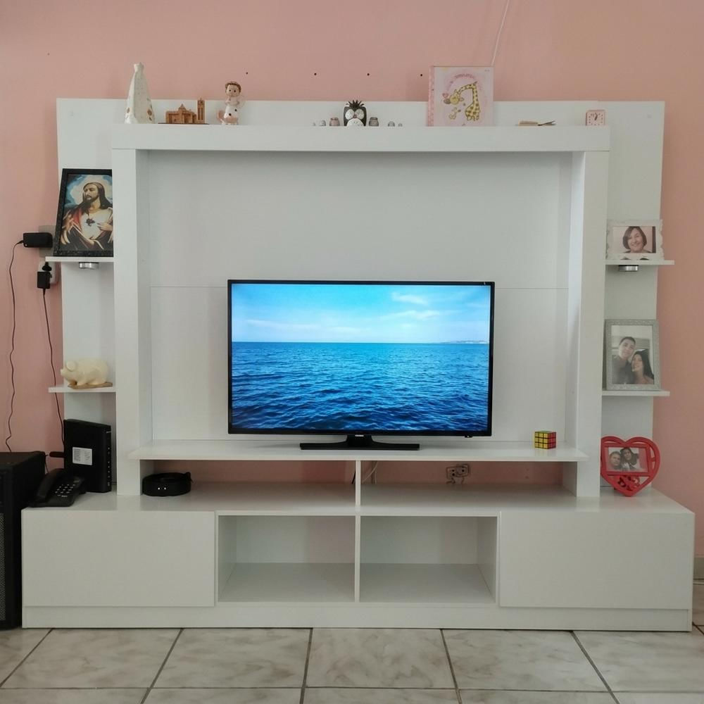 Centro De Entretenimiento Moderno Tv 65 Pulgadas Panel Rack Blanco img #2