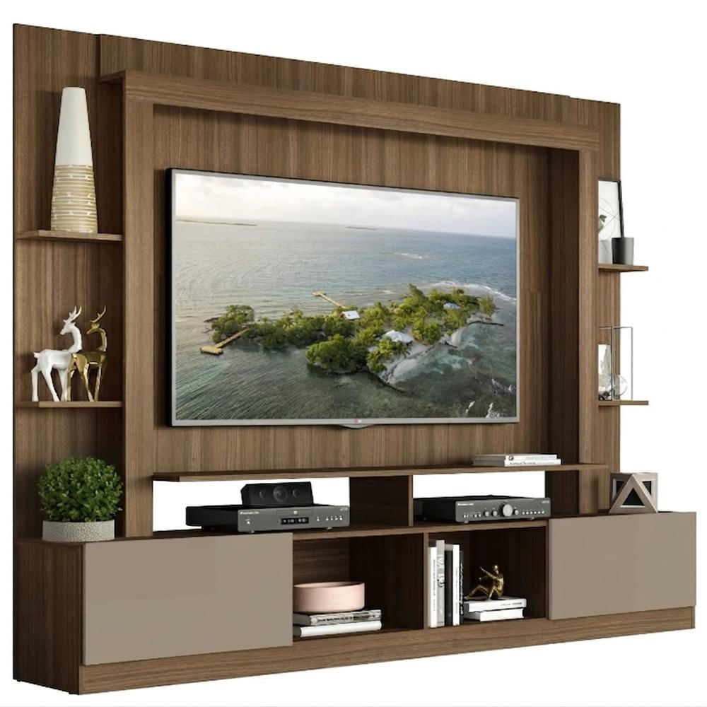 Centro De Entretenimiento Moderno Tv 65 Pulgadas Panel Rack Café img #1