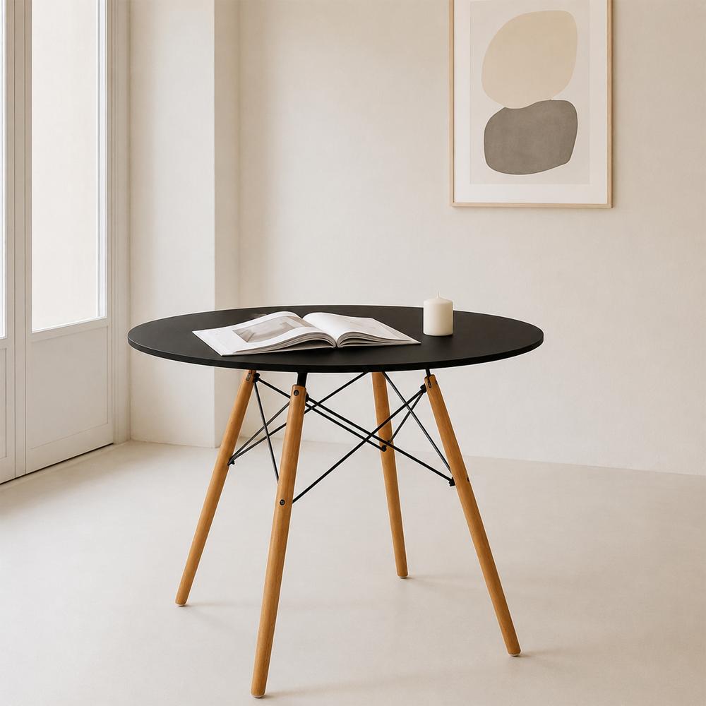 Mesa Redonda Negro Para Cocina Y Comedor 80 Cm img #2