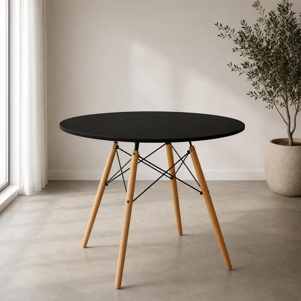Mesa Redonda Negro Para Cocina Y Comedor 80 Cm img #3