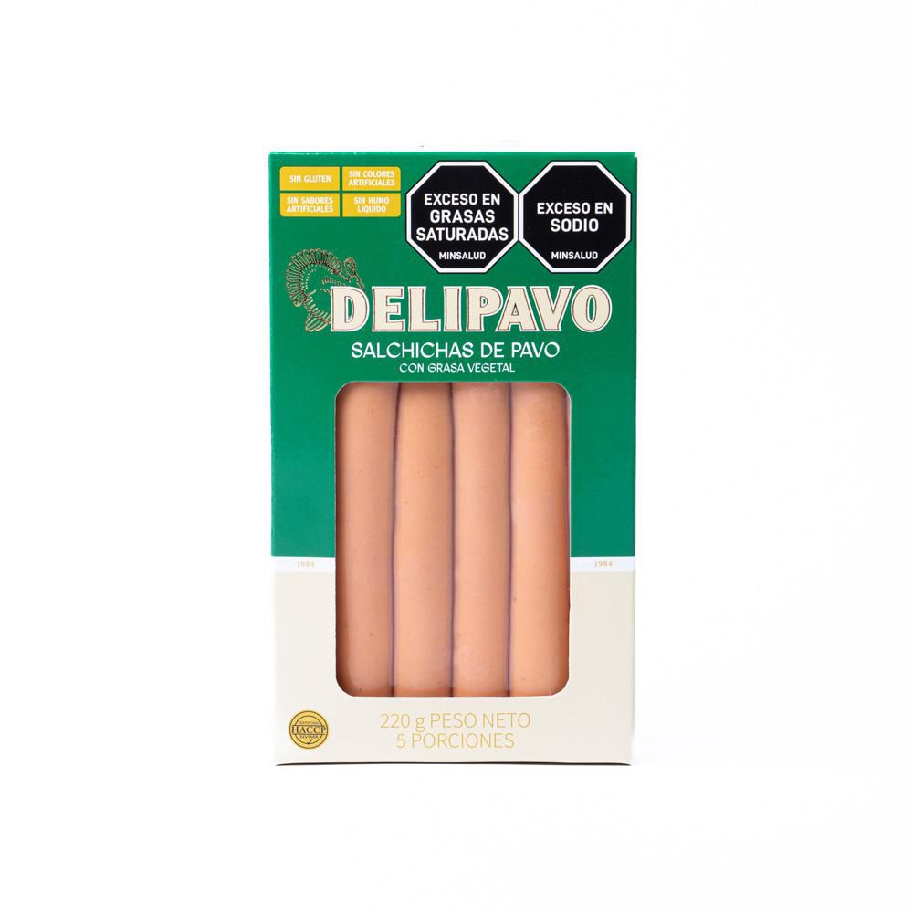 Salchicha de pavo DELIPAVO con grasa vegetal (220  gr) img #1