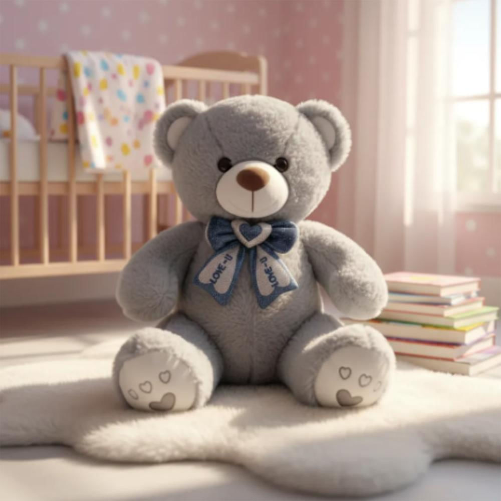 Peluche Oso De 30Cm Perfecto Para Regalar Gris Corazón img #4